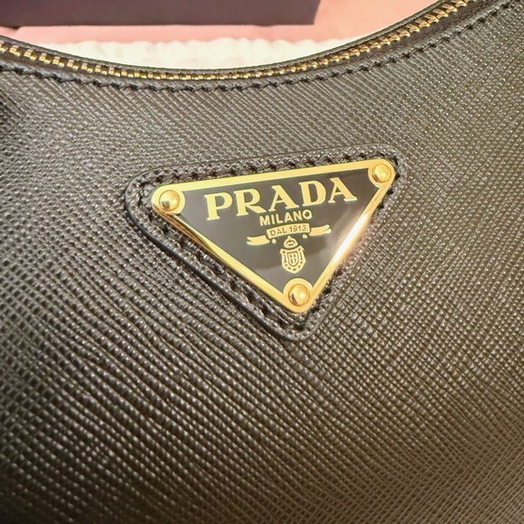Prada Re-Edition Saffiano Leather Bag Black with Gold Hardware - Picture 6 of 13